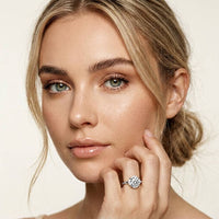 2.10 Ct Cushion Cut Moissanite Starburst Accent Ring for Women White