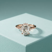 2.10 Ct Emerald Cut Moissanite Elegant Solitaire Ring for Women Rose Gold