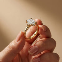 2.10 Ct Emerald Cut Moissanite Elegant Solitaire Ring for Women Gold