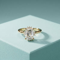 2.10 Ct Emerald Cut Moissanite Elegant Solitaire Ring for Women Gold
