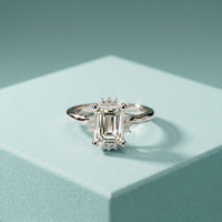 2.10 Ct Emerald Cut Moissanite Elegant Solitaire Ring for Women White