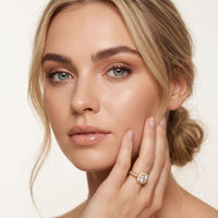 1.85 Ct Round Cut Moissanite Vintage Halo Ring for Women Gold