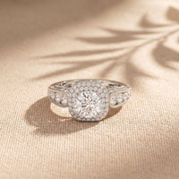1.85 Ct Round Cut Moissanite Vintage Halo Ring for Women White
