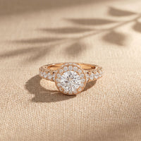 2.10 Ct Round Cut Moissanite Vintage Halo Engagement Ring for Women Rose Gold