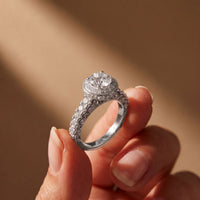 2.10 Ct Round Cut Moissanite Vintage Halo Engagement Ring for Women White