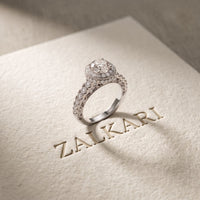 2.10 Ct Round Cut Moissanite Vintage Halo Engagement Ring for Women White