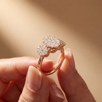 1.05 Ct Round Cut Moissanite Petal Cluster Ring for Women Rose Gold
