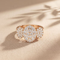 1.05 Ct Round Cut Moissanite Petal Cluster Ring for Women Rose Gold