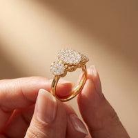 1.05 Ct Round Cut Moissanite Petal Cluster Ring for Women Gold