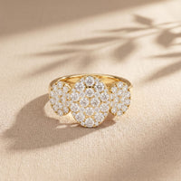 1.05 Ct Round Cut Moissanite Petal Cluster Ring for Women Gold