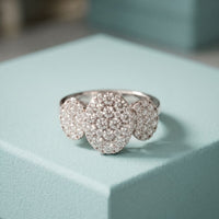 1.05 Ct Round Cut Moissanite Petal Cluster Ring for Women Gold