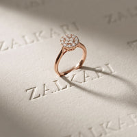 0.45 Ct Round Cut Moissanite Cluster Halo Solitaire Ring for Women Rose Gold
