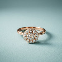0.45 Ct Round Cut Moissanite Cluster Halo Solitaire Ring for Women Rose Gold
