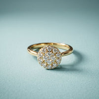 0.45 Ct Round Cut Moissanite Cluster Halo Solitaire Ring for Women Gold