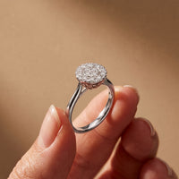 0.45 Ct Round Cut Moissanite Cluster Halo Solitaire Ring for Women White