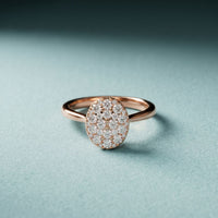 0.55 Ct Round Cut Moissanite Pavé Cluster Solitaire Ring for Women Rose Gold