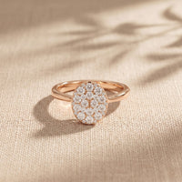 0.55 Ct Round Cut Moissanite Pavé Cluster Solitaire Ring for Women Rose Gold