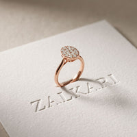 0.55 Ct Round Cut Moissanite Pavé Cluster Solitaire Ring for Women Rose Gold