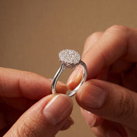 0.55 Ct Round Cut Moissanite Pavé Cluster Solitaire Ring for Women White