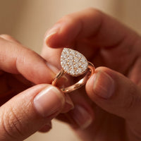 1.15 Ct Round Cut Moissanite Pavé Cluster Solitaire Ring for Women Rose Gold