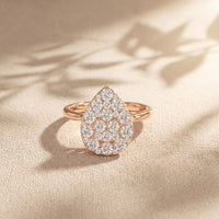 1.15 Ct Round Cut Moissanite Pavé Cluster Solitaire Ring for Women Rose Gold