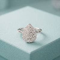 1.15 Ct Round Cut Moissanite Pavé Cluster Solitaire Ring for Women White