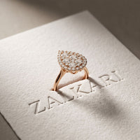 1.03 Ct Round Cut Moissanite Pear Shape Halo Cluster Ring for Women Rose Gold