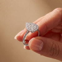1.03 Ct Round Cut Moissanite Pear Shape Halo Cluster Ring for Women White