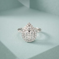 1.03 Ct Round Cut Moissanite Pear Shape Halo Cluster Ring for Women White