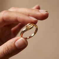 0.10 Ct Round Cut Modern Open Swirl Moissanite Ring Gold