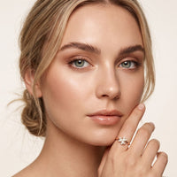 0.02 Ct Round Cut Floral Clover Moissanite Ring Rose Gold