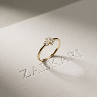 0.02 Ct Round Cut Floral Clover Moissanite Ring Gold