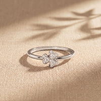 0.02 Ct Round Cut Floral Clover Moissanite Ring White