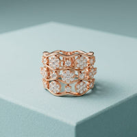 1.05 Ct Round Cut Openwork Bubble Moissanite Ring Rose Gold