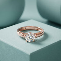 1.00 Ct Round Cut Vintage Filigree Moissanite Ring Rose Gold