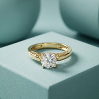 1.00 Ct Round Cut Vintage Filigree Moissanite Ring Gold