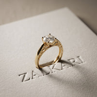1.00 Ct Round Cut Vintage Filigree Moissanite Ring Gold