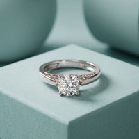 1.00 Ct Round Cut Vintage Filigree Moissanite Ring White