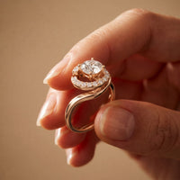 1.25 Ct Round Cut Floating Halo Moissanite Ring Rose Gold