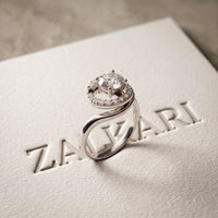 1.25 Ct Round Cut Floating Halo Moissanite Ring White