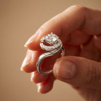 1.25 Ct Round Cut Floating Halo Moissanite Ring White