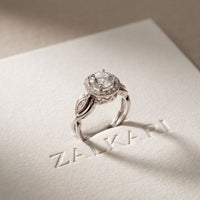 1.25 Ct Round Cut Halo Vintage-Inspired Moissanite Ring White