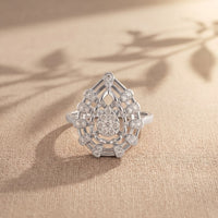 0.40 Ct Round Cut Openwork Floral Moissanite Statement Ring White
