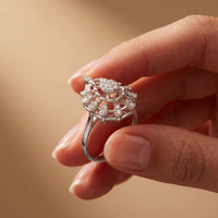0.40 Ct Round Cut Openwork Floral Moissanite Statement Ring White