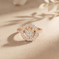0.75 Ct Round Cut Open Halo Moissanite Ring Rose Gold