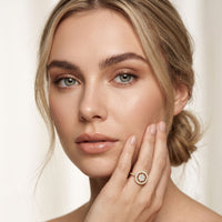 0.75 Ct Round Cut Open Halo Moissanite Ring Gold