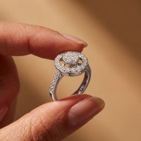 0.75 Ct Round Cut Open Halo Moissanite Ring White