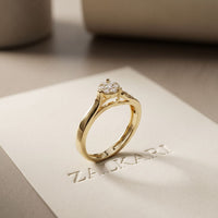 0.10 Ct Round Cut Cluster Openwork Moissanite Ring Gold