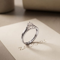 0.10 Ct Round Cut Cluster Openwork Moissanite Ring White