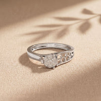 0.10 Ct Round Cut Cluster Openwork Moissanite Ring White